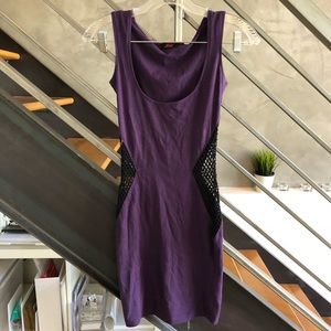 Motel purple & black cutout mesh bodycon dress XS